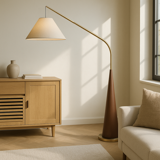 Charle's Wooden Arc Floor Lamp - Elegant, Handcrafted Wood Lighting for Any Room