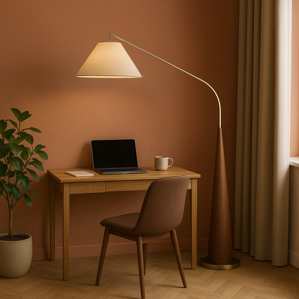 Charle's Elegant Wooden Arc Floor Lamp for Stylish Home Lighting