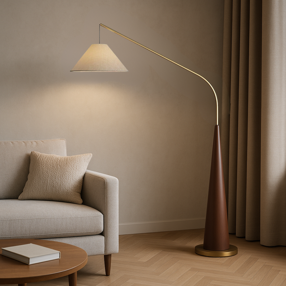 Charle's Elegant Wooden Arc Floor Lamp for Stylish Home Lighting
