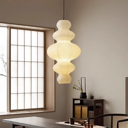 Lámpara de Tejas de Arroz Multicapas para una Iluminación Elegante