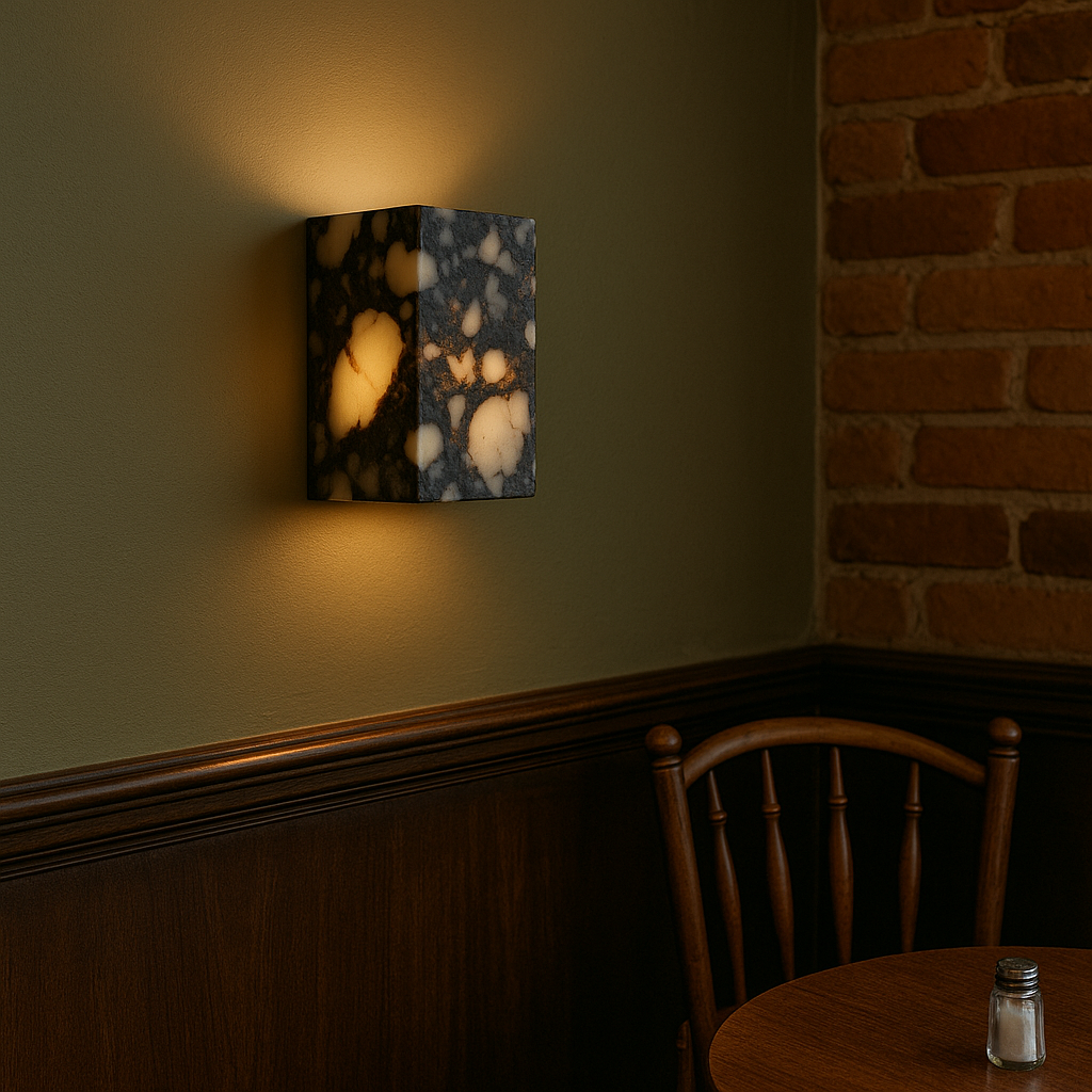 Lampa na ścianę z marmurową kostką – elegancki akcent do każdego wnętrza