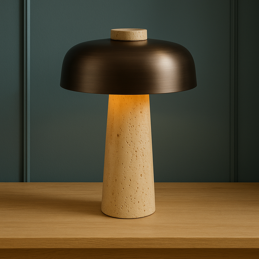 Elegant Travertine Table Lamp with Warm Ambient Glow