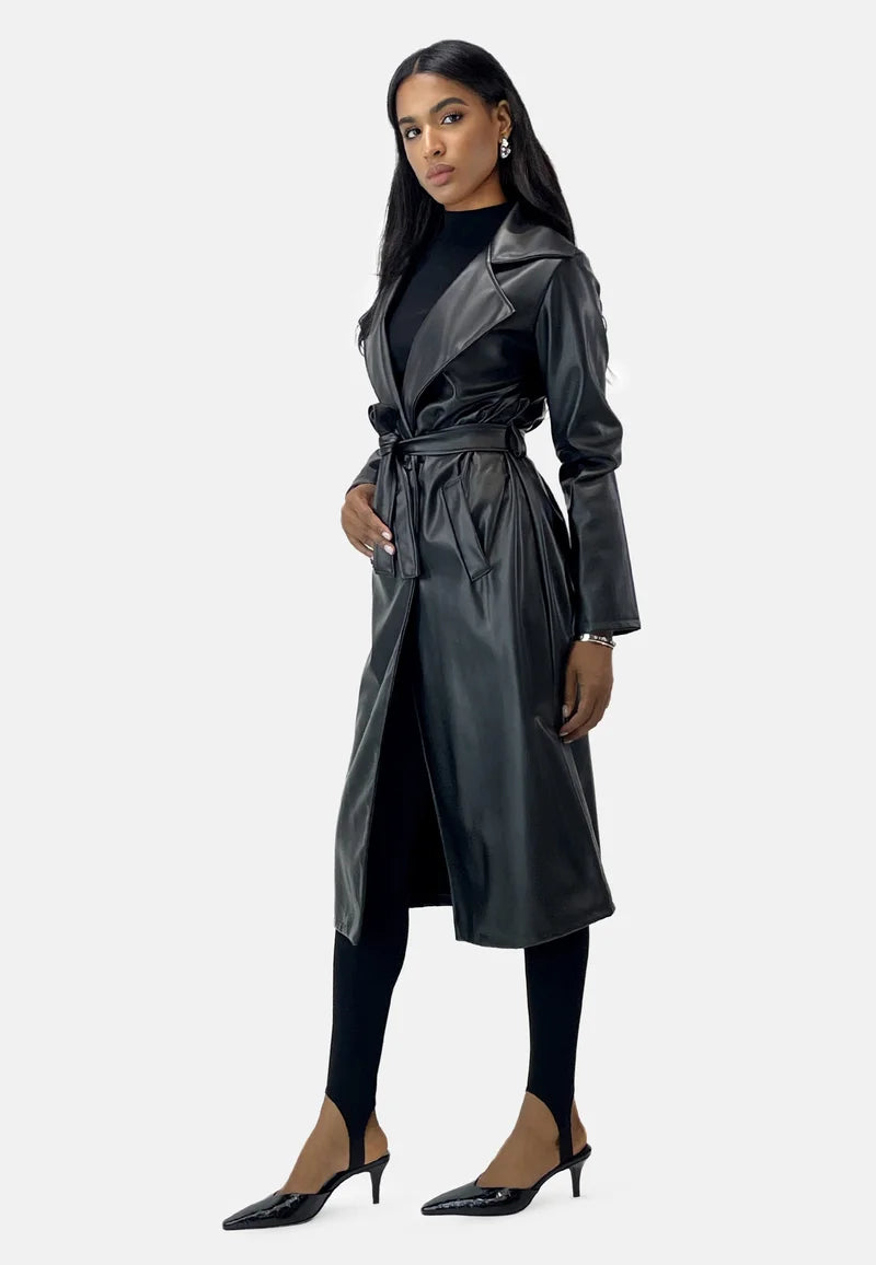 Faux Leather Trenchcoat