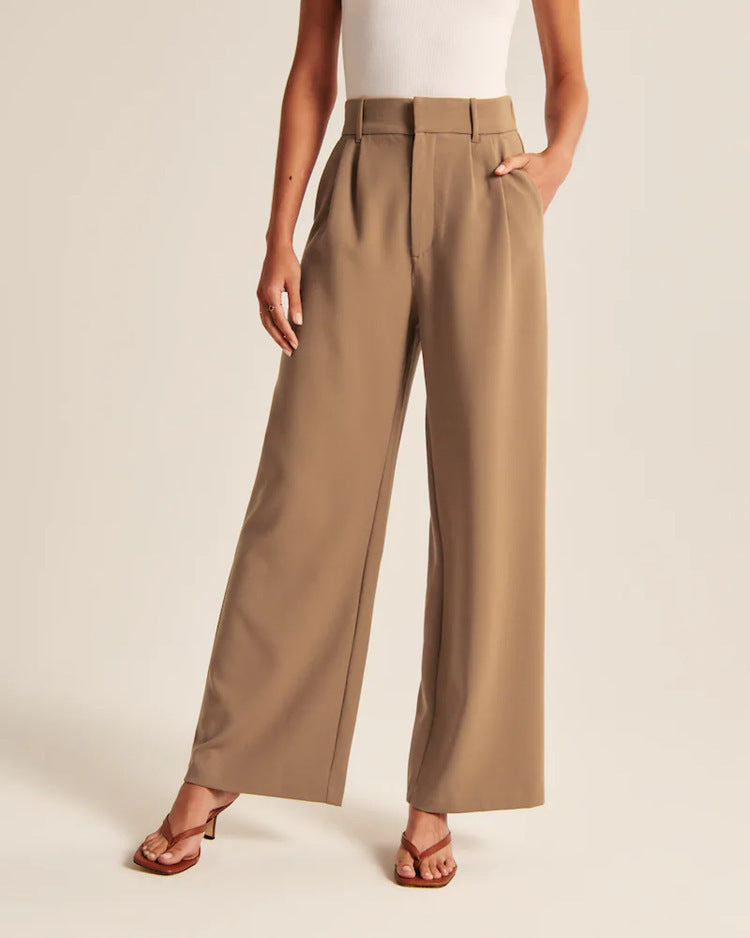Hochbundhose - Damenhose mit weitem Bein und Taschen