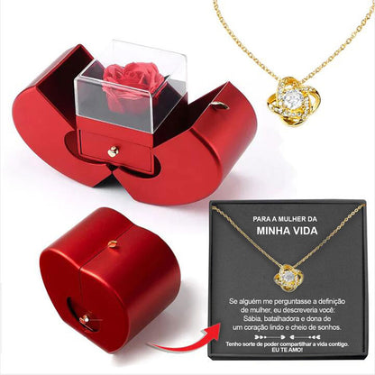 Charming Red Apple Jewelry Box with Eternal Rose - Perfect Gift for Christmas, Mother's Day, and Valentine's Day for Her!