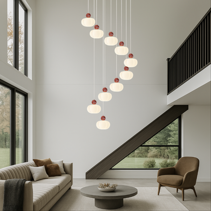 Cream Art Deco Staircase Chandelier – Elegant Hallway Lighting Fixture