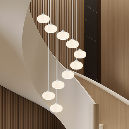Cream Art Deco Staircase Chandelier – Elegant Hallway Lighting Fixture