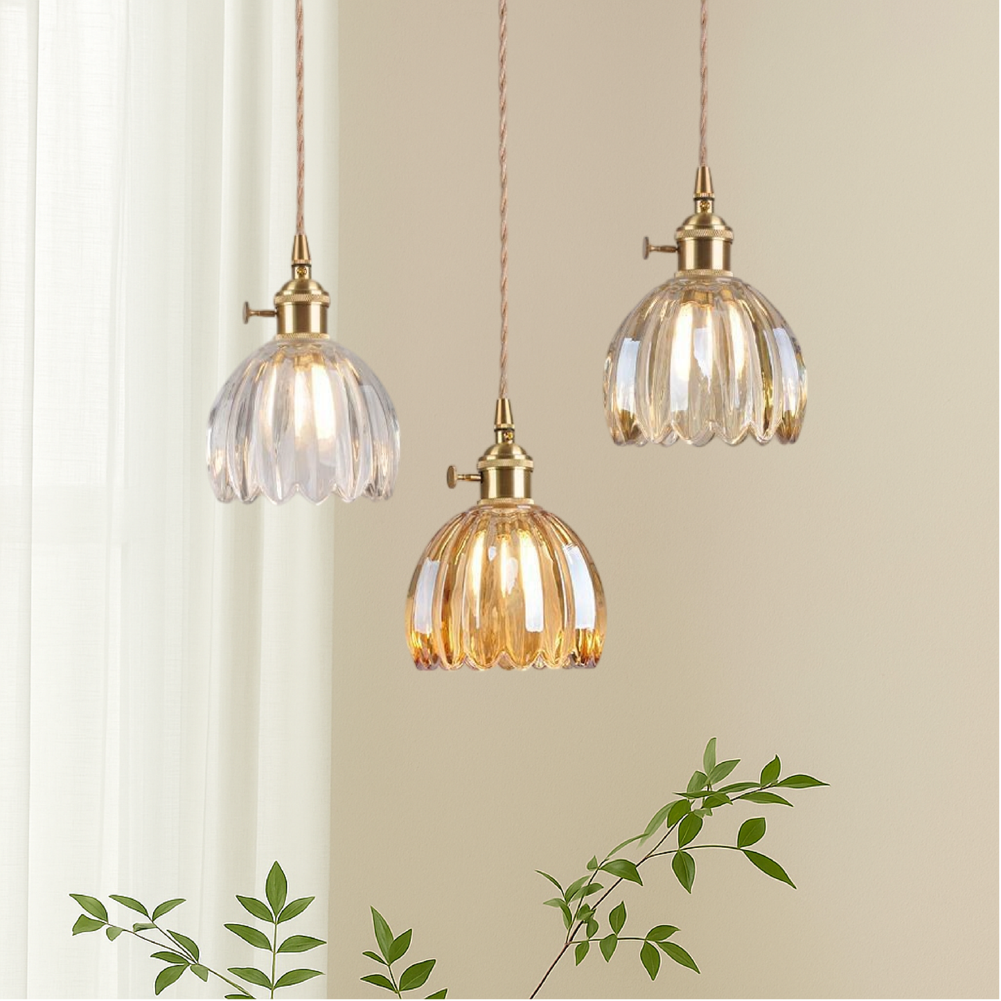 Lámpara de Techo con Colgante de Cristal Japonés Elegant