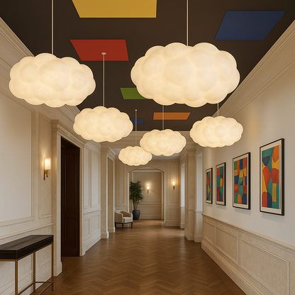 Lustra pendul pentru nori, iluminat de ambient pentru un decor aerisit și elegant