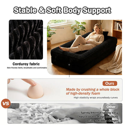 Modern Tatami Cloud Space-Saving Corduroy Upholstery Memory Foam Double-Layer Foldable Convertible No Assembly Required Sofa Bed Couch for Living Room Bedroom Apartment Office