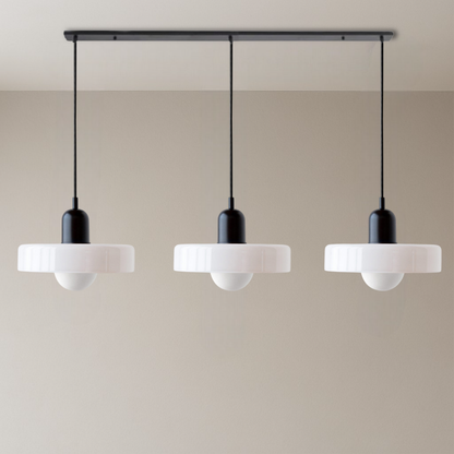 Three-Head Bauhaus Colored Glass Pendant Light — Modern Geometric Ceiling Fixture