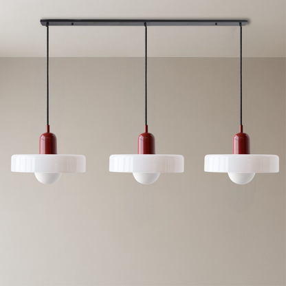Three-Head Bauhaus Colored Glass Pendant Light — Modern Geometric Ceiling Fixture