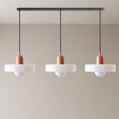Three-Head Bauhaus Colored Glass Pendant Light — Modern Geometric Ceiling Fixture