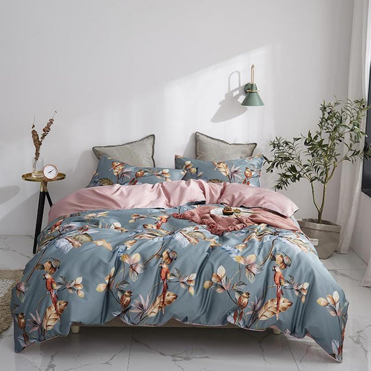 Blue-Gray Infinity Duvet Cover Set (Long-staple Sateen Cotton)