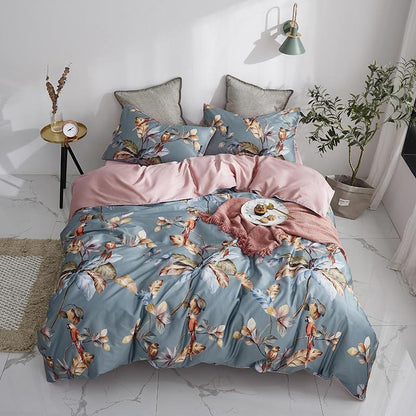 Blue-Gray Infinity Duvet Cover Set (Long-staple Sateen Cotton)