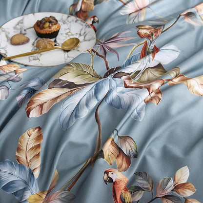 Blue-Gray Infinity Duvet Cover Set (Long-staple Sateen Cotton)