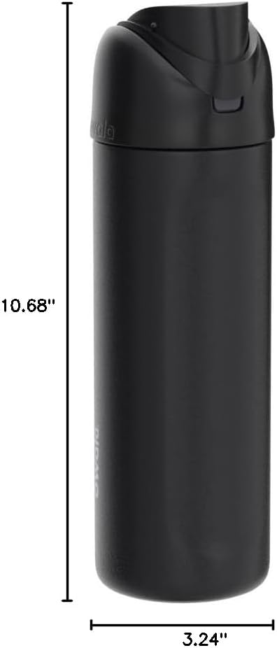 Owala FreeSip Insulated Stainless Steel Water Bottle with Straw for Sports and Travel, BPA-Free, 24-oz, Very, Very Dark