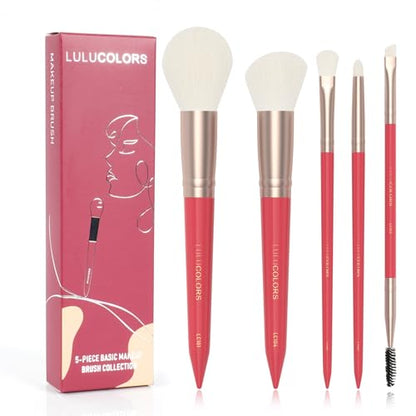 18-Piece Makeup Brush Set with Holder Case – Complete Professional Brush Collection for Flawless Makeup Application in Red -Soft Bristles (Red)