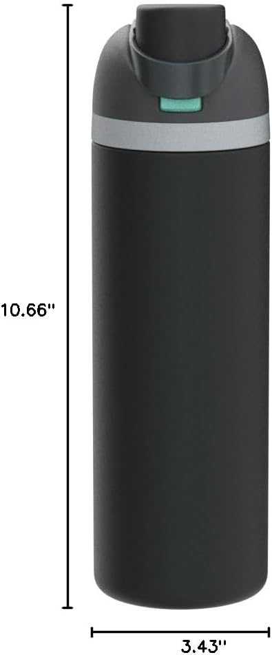 Owala FreeSip Insulated Stainless Steel Water Bottle with Straw for Sports and Travel, BPA-Free, 24-oz, Very, Very Dark