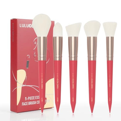18-Piece Makeup Brush Set with Holder Case – Complete Professional Brush Collection for Flawless Makeup Application in Red -Soft Bristles (Red)