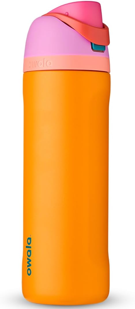 Owala FreeSip Insulated Stainless Steel Water Bottle with Straw for Sports and Travel, BPA-Free, 24-oz, Very, Very Dark