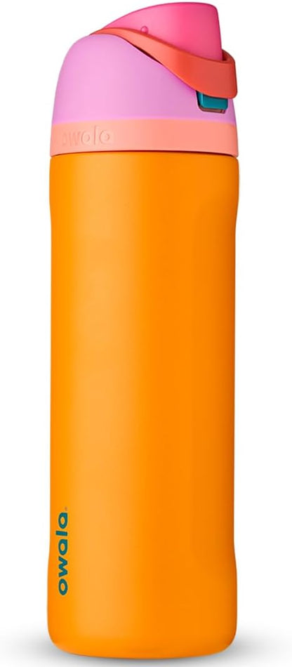 Owala FreeSip Insulated Stainless Steel Water Bottle with Straw for Sports and Travel, BPA-Free, 24-oz, Very, Very Dark