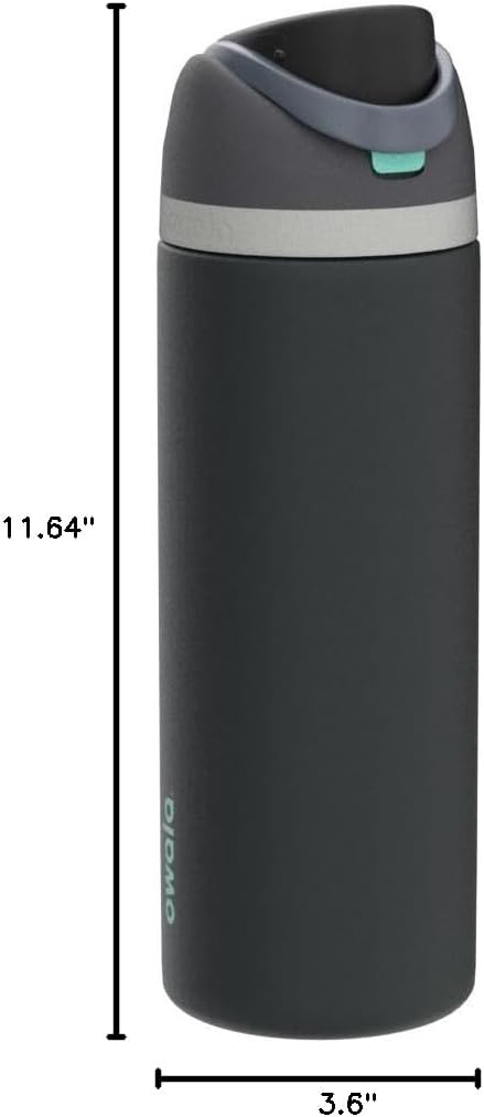 Owala FreeSip Insulated Stainless Steel Water Bottle with Straw for Sports and Travel, BPA-Free, 24-oz, Very, Very Dark