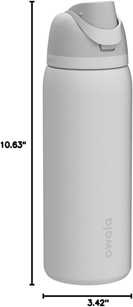 Owala FreeSip Insulated Stainless Steel Water Bottle with Straw for Sports and Travel, BPA-Free, 24-oz, Very, Very Dark
