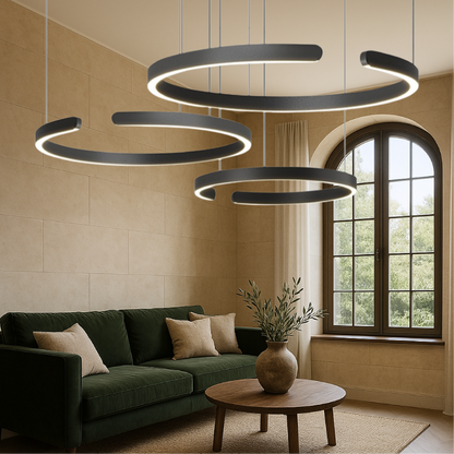 Suspension Luminaire à 3 anneaux Nordic Élégance