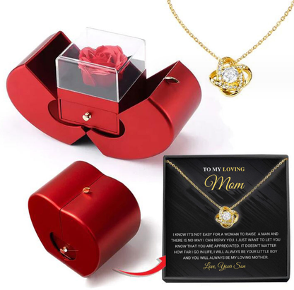 Charming Red Apple Jewelry Box with Eternal Rose - Perfect Gift for Christmas, Mother's Day, and Valentine's Day for Her!