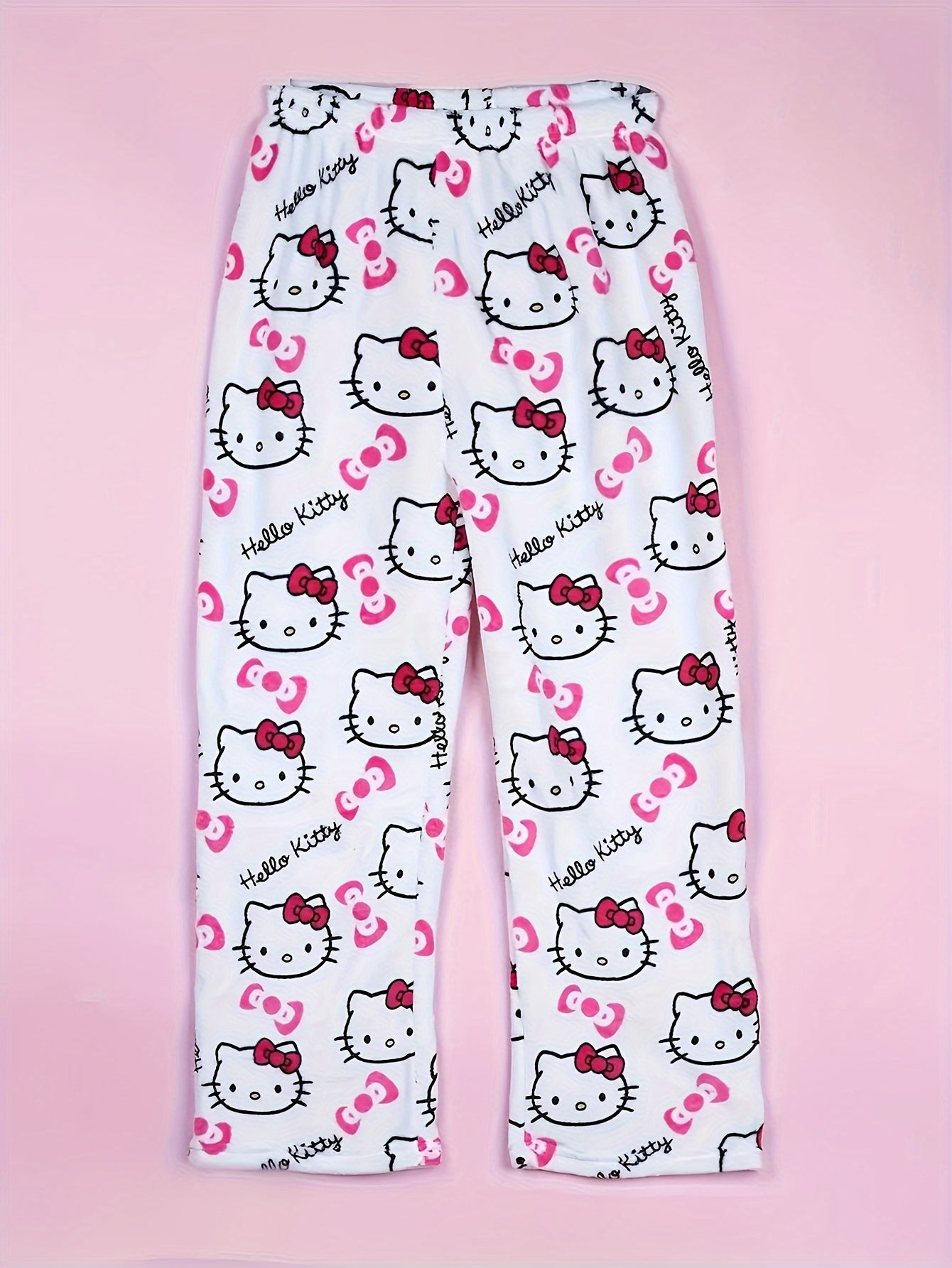 Cozy Hello Kitty Flannel Pajama Bottoms for Women - Ultra-Soft, Warm, and Comfy Anime Print Lounge Pants with Relaxed Fit, Perfect for Lounging, Sleepwear, and Casual Daily Wear