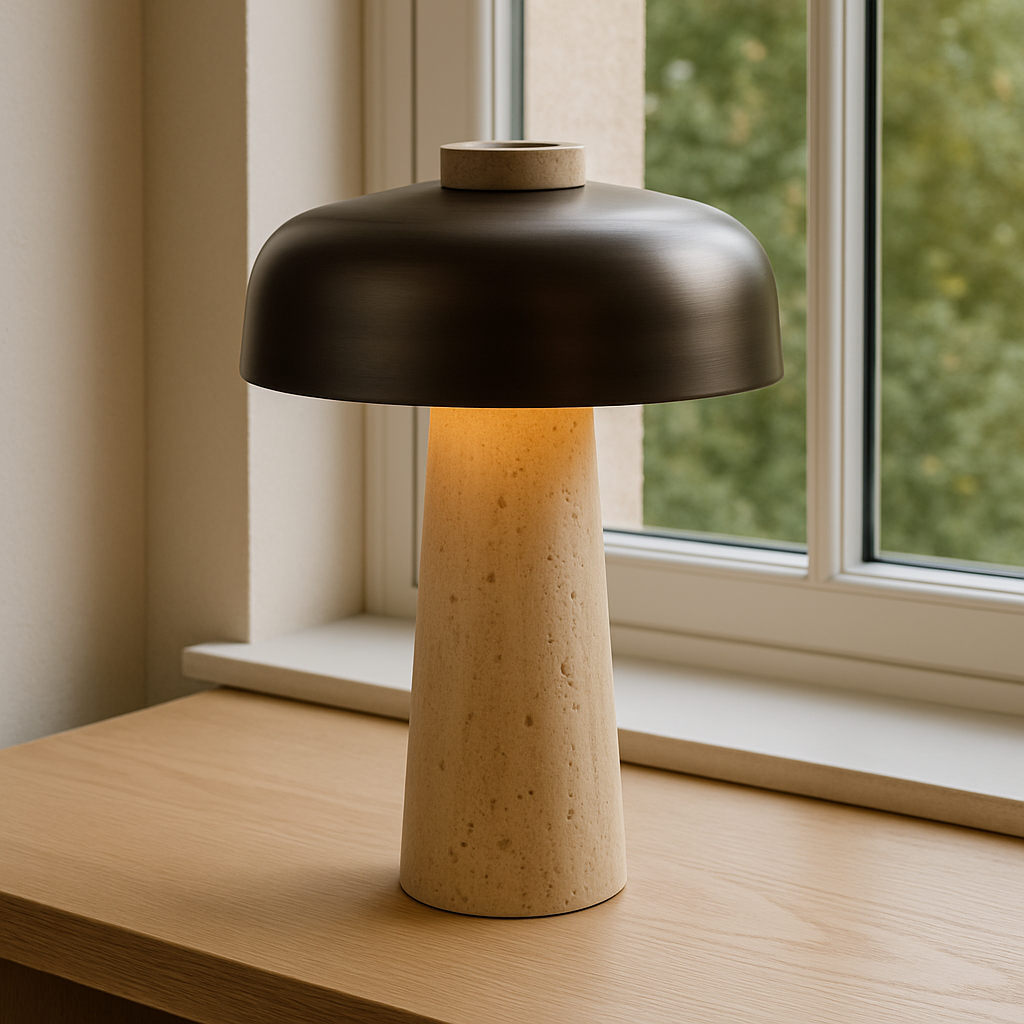 Tischlampe aus Travertin für stilvolle Beleuchtung