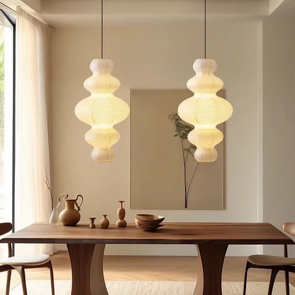 Lámpara de Tejas de Arroz Multicapas para una Iluminación Elegante