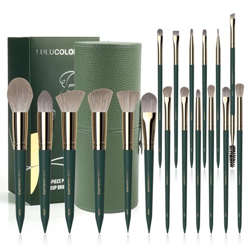 18-Piece Makeup Brush Set with Holder Case – Complete Professional Brush Collection for Flawless Makeup Application in Red -Soft Bristles (Red)