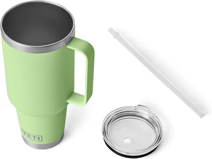 YETI Rambler 42 oz Tumbler with Handle and Straw Lid, Travel Mug Water Tumbler, Vacuum Insulated Cup with Handle, Stainless Steel, Key Lime
