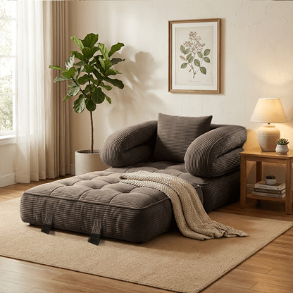 Modern Tatami Cloud Space-Saving Corduroy Upholstery Memory Foam Double-Layer Foldable Convertible No Assembly Required Sofa Bed Couch for Living Room Bedroom Apartment Office