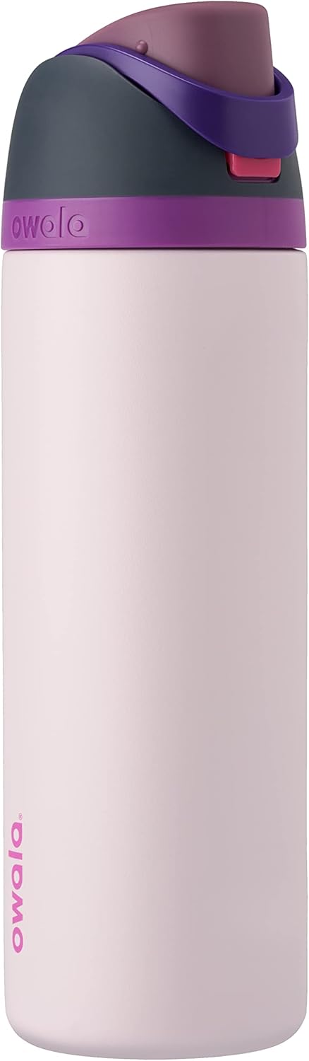 Owala FreeSip Insulated Stainless Steel Water Bottle with Straw for Sports and Travel, BPA-Free, 24-oz, Very, Very Dark