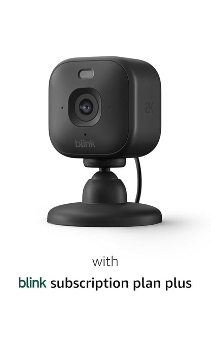 Blink Mini 2K+ (newest model) – Plug-in Home & Pet Indoor Security Camera with 2K video resolution, night vision, enhanced audio, motion detection – 1 camera (Black)