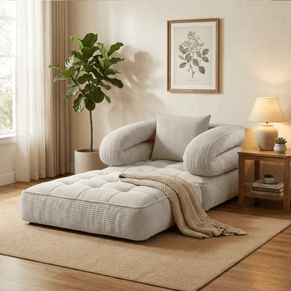Modern Tatami Cloud Space-Saving Corduroy Upholstery Memory Foam Double-Layer Foldable Convertible No Assembly Required Sofa Bed Couch for Living Room Bedroom Apartment Office