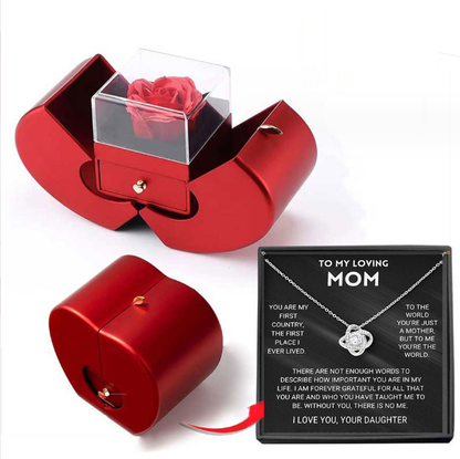 Charming Red Apple Jewelry Box with Eternal Rose - Perfect Gift for Christmas, Mother's Day, and Valentine's Day for Her!