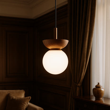 Lustra pendul japandi cu aspect natural pentru un ambient cald si elegant