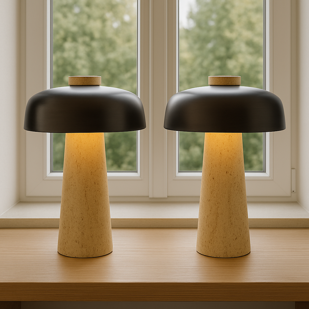 Elegant Travertine Table Lamp with Warm Ambient Glow