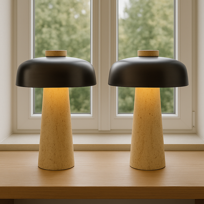 Elegant Travertine Table Lamp with Warm Ambient Glow