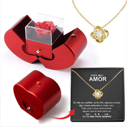 Charming Red Apple Jewelry Box with Eternal Rose - Perfect Gift for Christmas, Mother's Day, and Valentine's Day for Her!