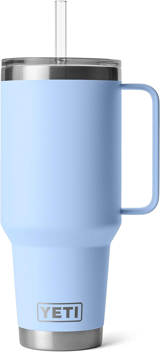YETI Rambler 42 oz Tumbler with Handle and Straw Lid, Travel Mug Water Tumbler, Vacuum Insulated Cup with Handle, Stainless Steel, Key Lime