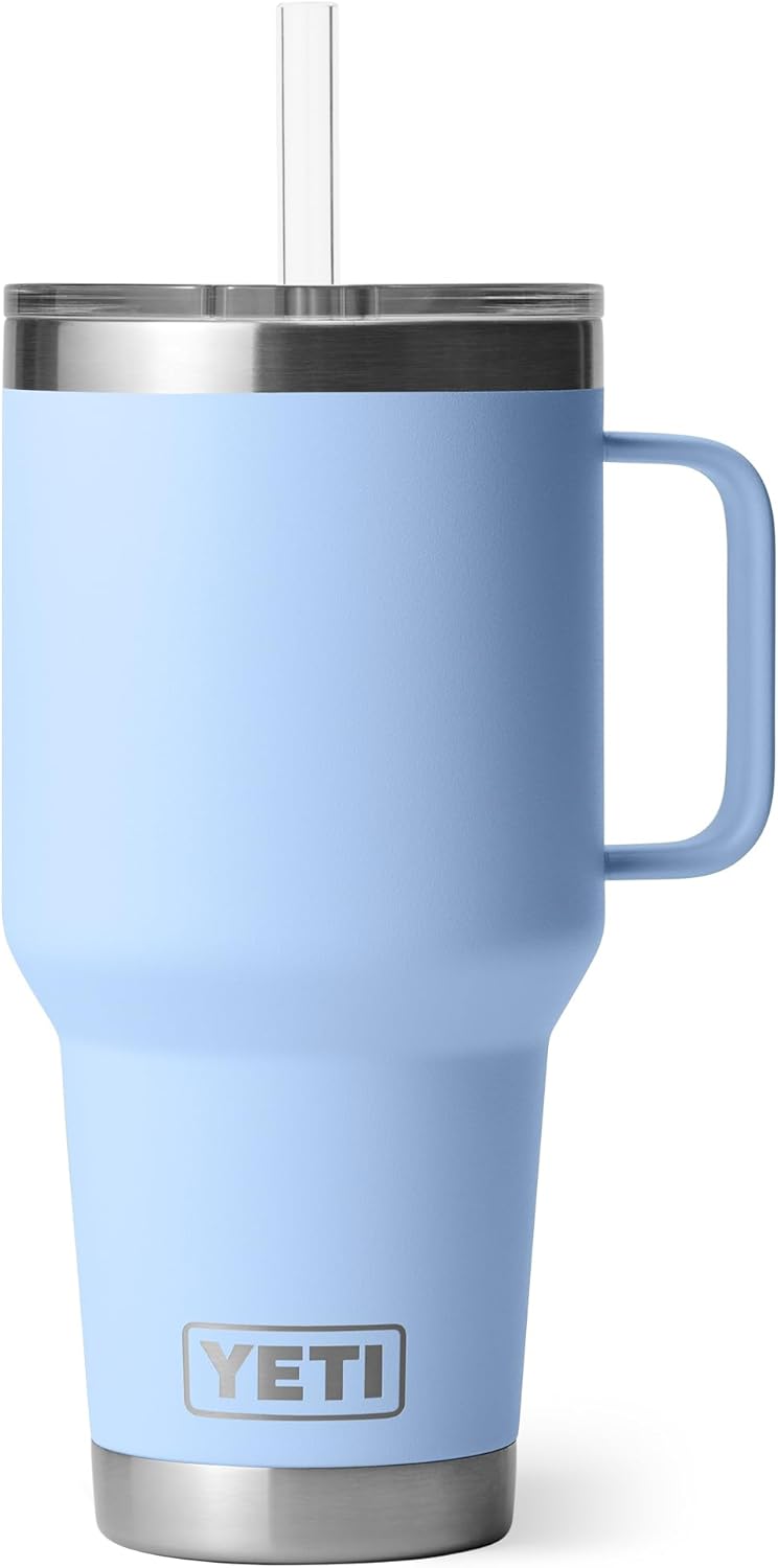 YETI Rambler 42 oz Tumbler with Handle and Straw Lid, Travel Mug Water Tumbler, Vacuum Insulated Cup with Handle, Stainless Steel, Key Lime
