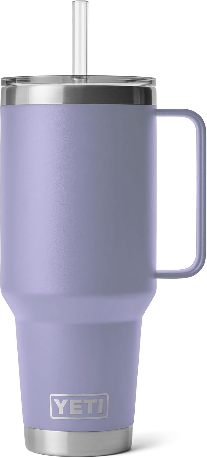 YETI Rambler 42 oz Tumbler with Handle and Straw Lid, Travel Mug Water Tumbler, Vacuum Insulated Cup with Handle, Stainless Steel, Key Lime