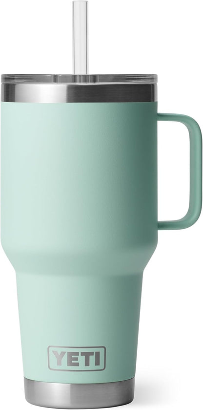 YETI Rambler 42 oz Tumbler with Handle and Straw Lid, Travel Mug Water Tumbler, Vacuum Insulated Cup with Handle, Stainless Steel, Key Lime