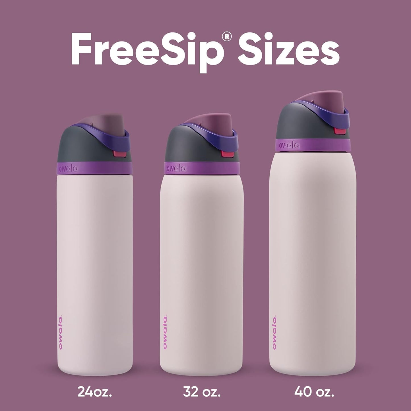 Owala FreeSip Insulated Stainless Steel Water Bottle with Straw for Sports and Travel, BPA-Free, 24-oz, Very, Very Dark
