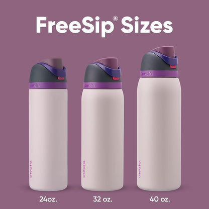 Owala FreeSip Insulated Stainless Steel Water Bottle with Straw for Sports and Travel, BPA-Free, 24-oz, Very, Very Dark
